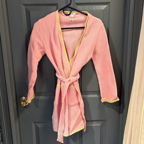 Lilly Pulitzer Other - Lilly Pulitzer Pink waffle Knit Belted Robe with Neon Trim. Size s.